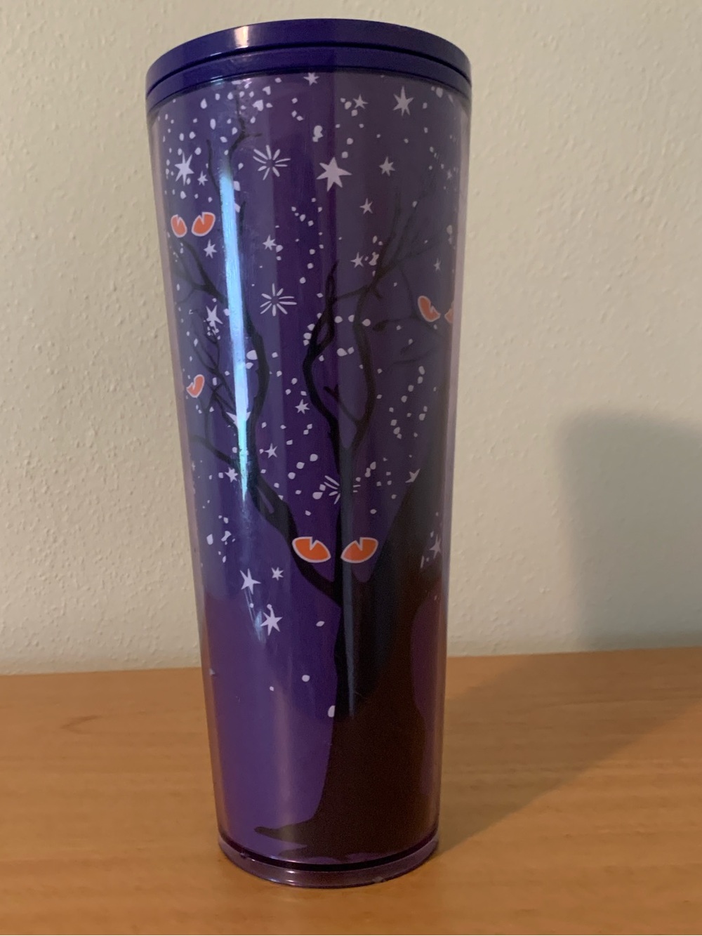 Starbucks Venti Tumbler Halloween Cat Eyes Tree Glow in the Dark 24oz